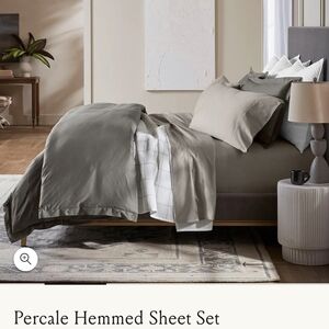 Percale Hemmed Sheet Set - Gray